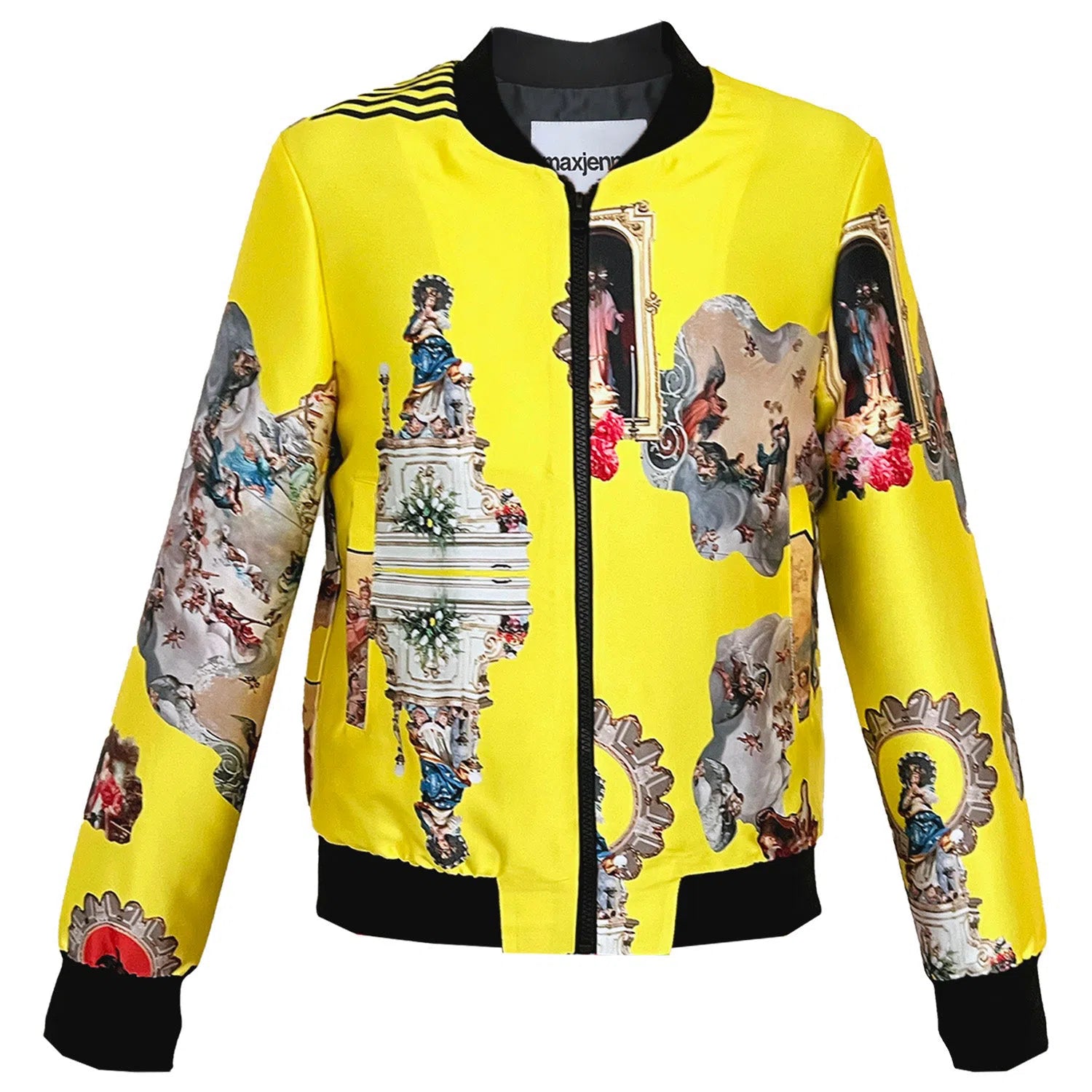 Elegant Monochrome Unisex bomber jacket sicily yellow printed