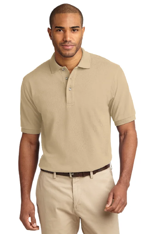 Relaxed Modern Port Authority Mens Shrink Resistant Short Sleeve Polo Shirt - Stone - Closeout