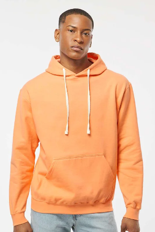 Everyday Tailoring Tultex Mens Fleece Hooded Sweatshirt Hoodie w/ Pouch Pocket - Cantaloupe Orange