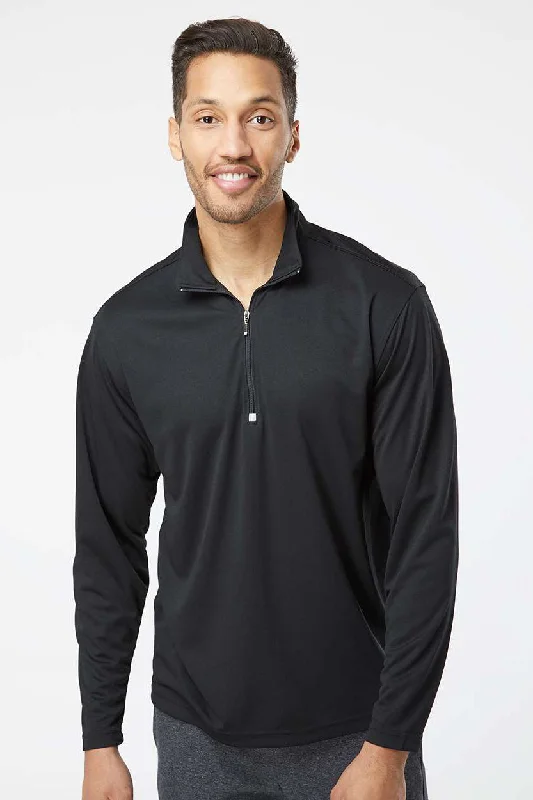 Contemporary Edge Paragon Mens Malibu Performance Moisture Wicking 1/4 Zip Sweatshirt - Black - Closeout