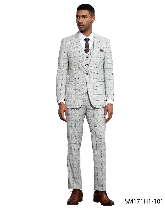 Soft Neutrals Stacy Adams SM171-101 3 PC  Windowpane