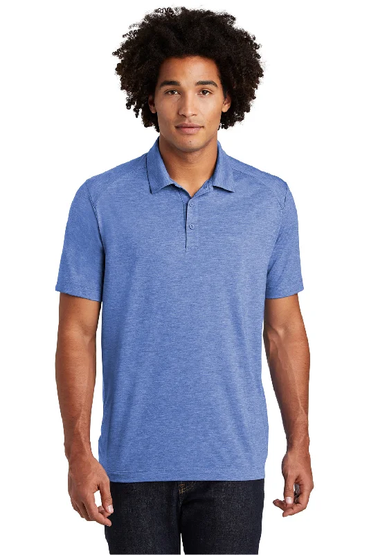 Soft Casual Sport-Tek Mens Moisture Wicking Short Sleeve Polo Shirt - Heather True Royal Blue