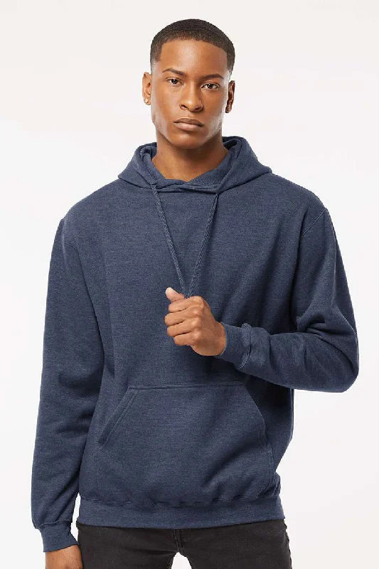 Simplistic Layers Tultex Mens Fleece Hooded Sweatshirt Hoodie w/ Pouch Pocket - Heather Denim Blue