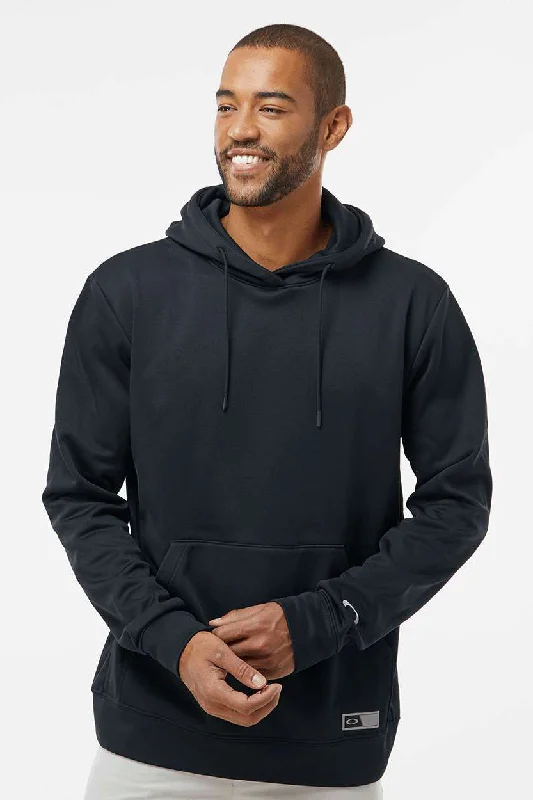 Elegant Monochrome Oakley Mens Team Issue Hydrolix Hooded Sweatshirt Hoodie w/ Pouch Pocket - Blackout