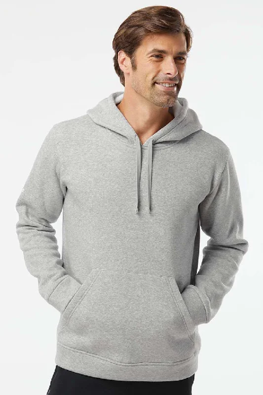 Fashion Statement Adidas Mens Fleece Hooded Sweatshirt Hoodie w/ Pouch Pocket - Heather Grey