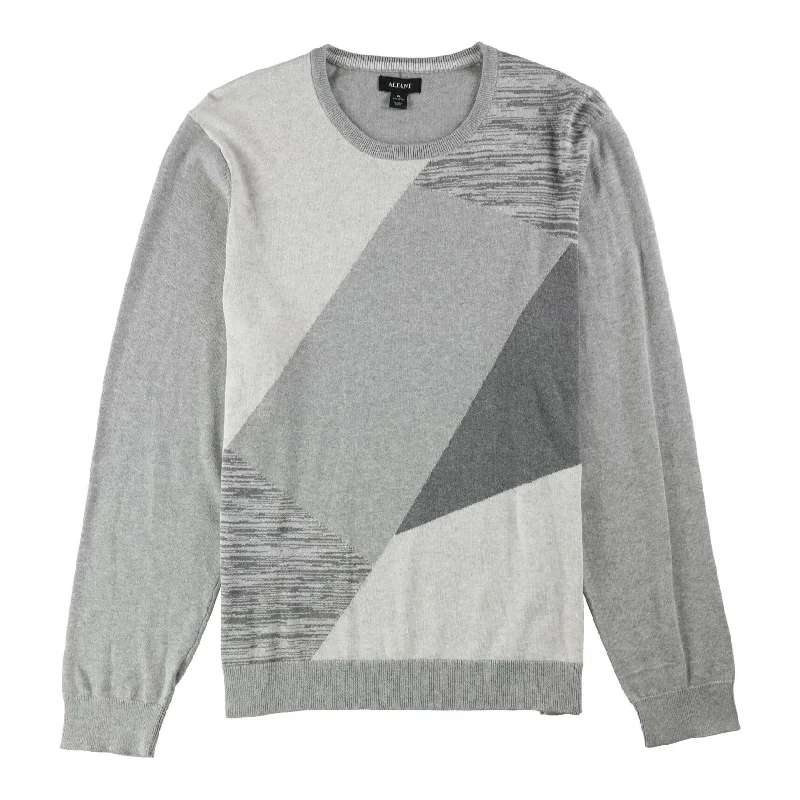 Urban Layering Alfani Mens Angled Colorblocked Pullover Sweater, Grey, XX-Large