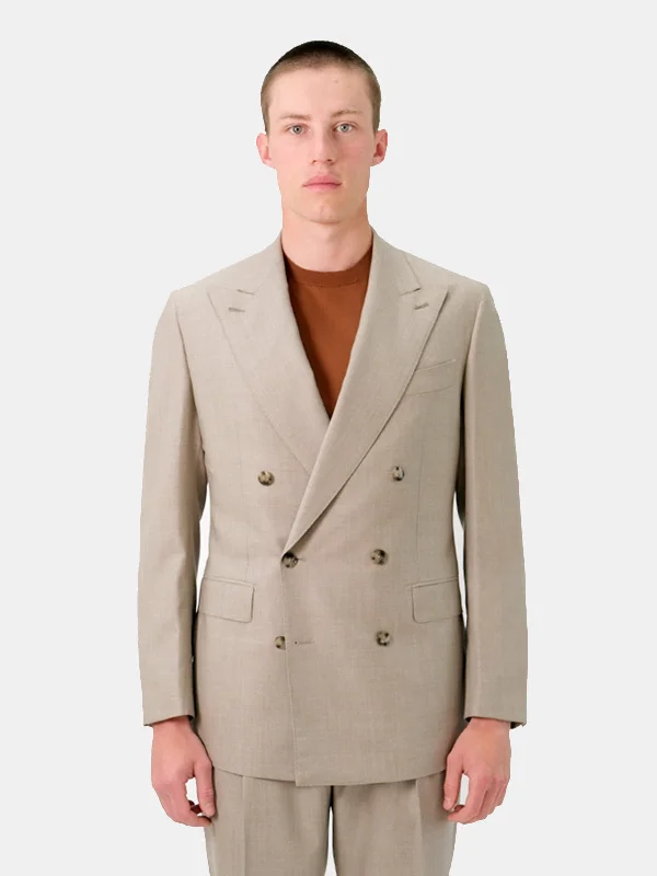 Urban Classic Narni Double Breasted Suit - Soft Beige Microweave Wool