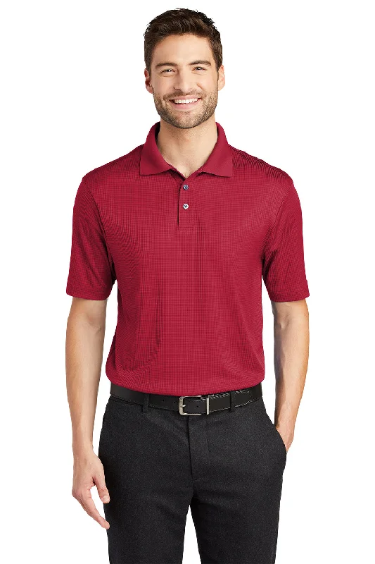 Weekend Chic Port Authority Mens Performance Moisture Wicking Short Sleeve Polo Shirt - Rich Red