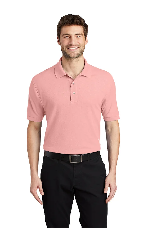 Casual Utility Port Authority Mens Silk Touch Wrinkle Resistant Short Sleeve Polo Shirt - Light Pink