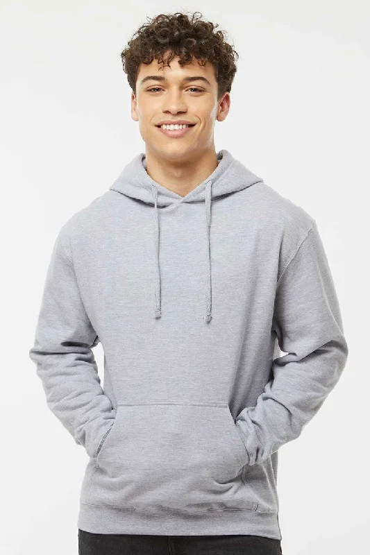 Polished Minimalism Tultex Mens Fleece Hooded Sweatshirt Hoodie w/ Pouch Pocket - Heather Grey