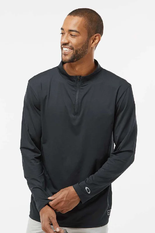 Sleek Modern Oakley Mens Team Issue Podium 1/4 Zip Sweatshirt - Blackout