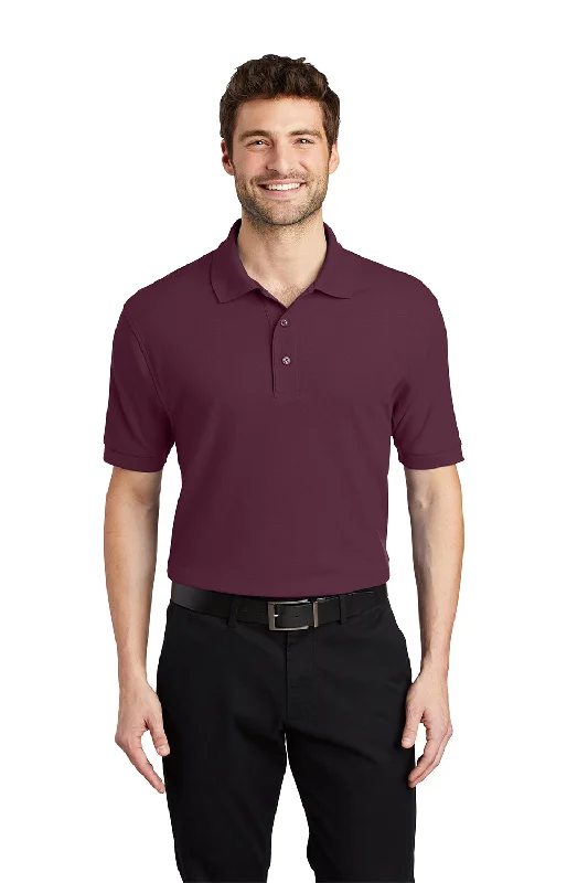 Sleek Modern Port Authority Mens Silk Touch Wrinkle Resistant Short Sleeve Polo Shirt - Maroon