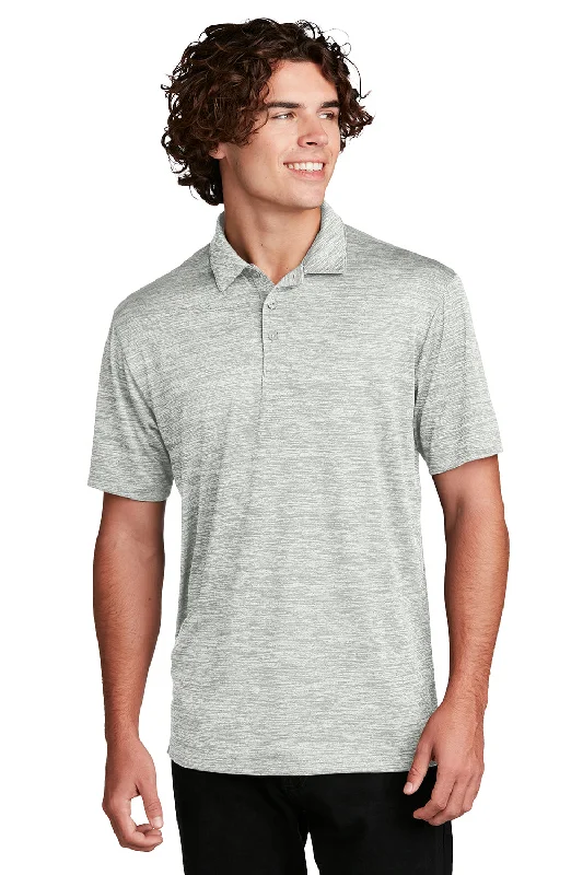 Rugged Minimalism Sport-Tek Mens Electric Heather Moisture Wicking Short Sleeve Polo Shirt - Silver Grey Electric