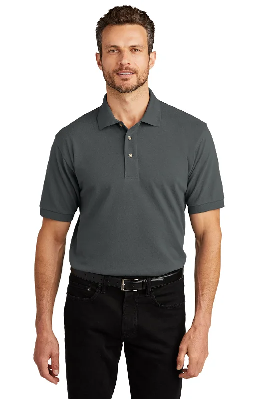 Contemporary Relaxed Port Authority Mens Shrink Resistant Short Sleeve Polo Shirt - Steel Grey