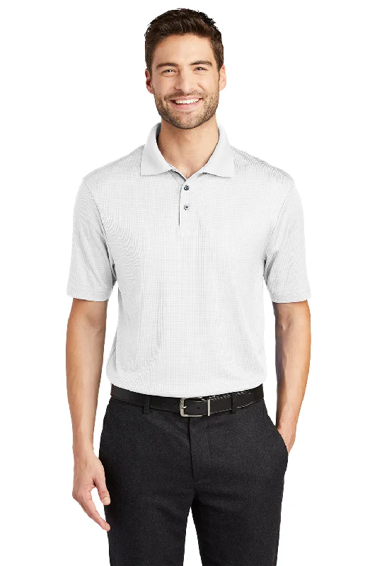 Earthy Fashion Port Authority Mens Performance Moisture Wicking Short Sleeve Polo Shirt - White