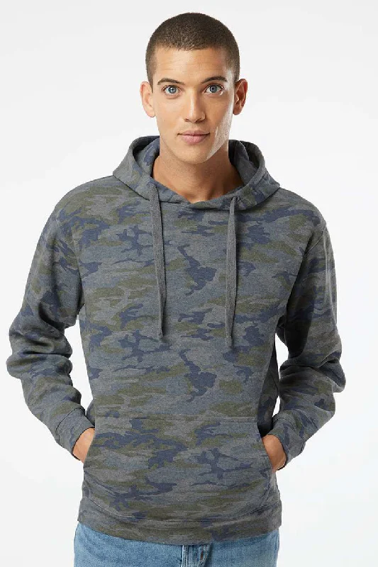 Soft Neutrals LAT Mens Elevated Fleece Basic Hooded Sweatshirt Hoodie w/ Pouch Pocket - Vintage Camo