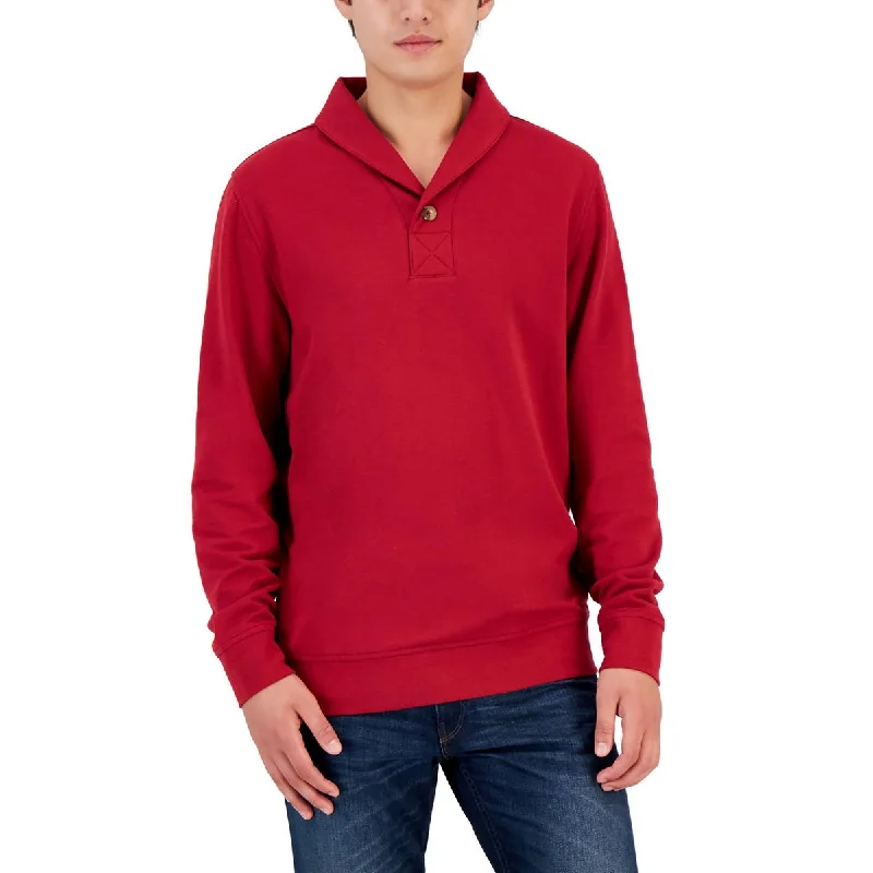 Minimalist Prints Club Room Mens Fleece Placket Pullover Sweater