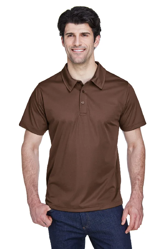 Sporty Minimalism Team 365 Mens Command Performance Moisture Wicking Short Sleeve Polo Shirt - Dark Brown