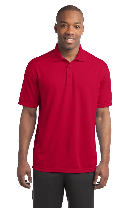 Contemporary Pastels Sport-Tek Mens Micro-Mesh Moisture Wicking Short Sleeve Polo Shirt - True Red