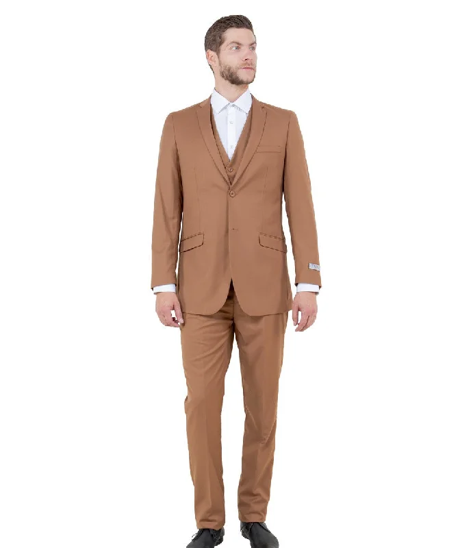 Smart Casual Wear Atlas Heritage Collection: Three-Piece Solid Caramel Suit