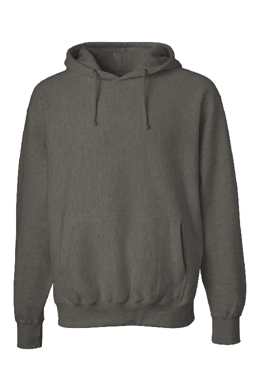 Modern Prints Weatherproof Mens Cross Weave Hooded Sweatshirt Hoodie w/ Pouch Pocket - Charcoal Grey