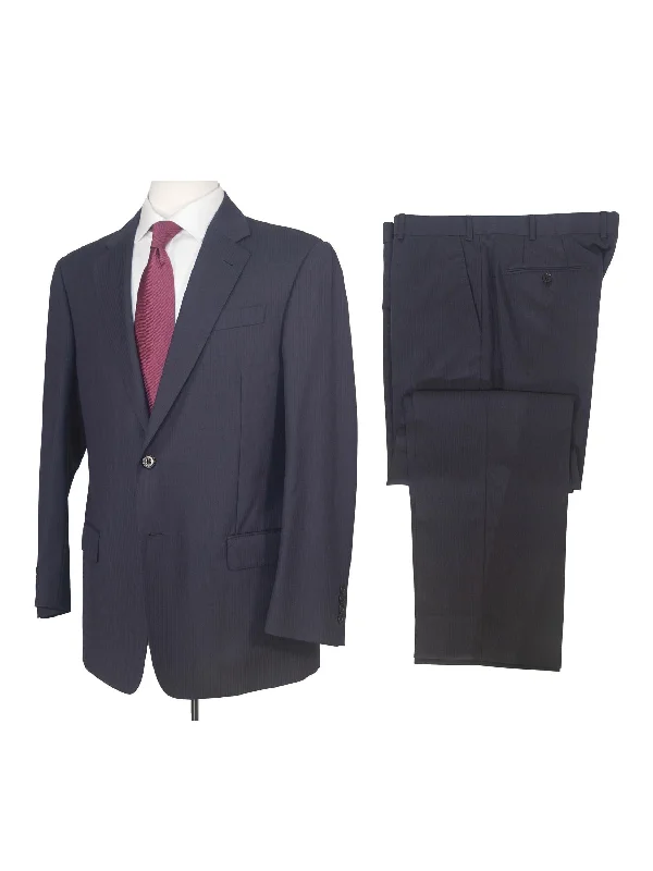 Relaxed Outdoors Armani Collezioni G Line Mens 42R Navy Striped 100% Wool Slim Fit 2 Piece Suit