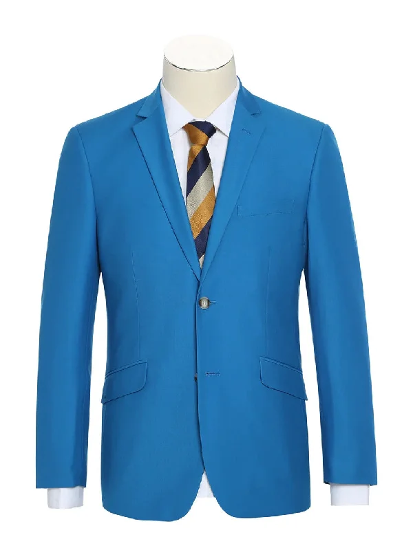 Timeless Layers Raphael Mens Solid Sky Blue Slim Fit 2 Piece Suit