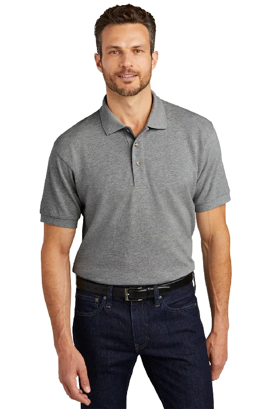 Modern Prints Port Authority Mens Shrink Resistant Short Sleeve Polo Shirt - Oxford Grey