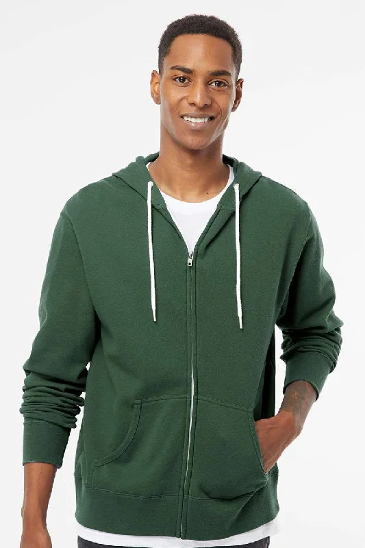 Simple Aesthetic Independent Trading Company Mens Full Zip Hooded Sweatshirt Hoodie w/ Pockets - Alpine Green