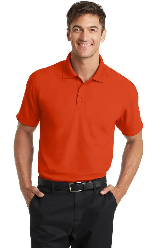 Elevated Tailoring Port Authority Mens Dry Zone Moisture Wicking Short Sleeve Polo Shirt - Autumn Orange