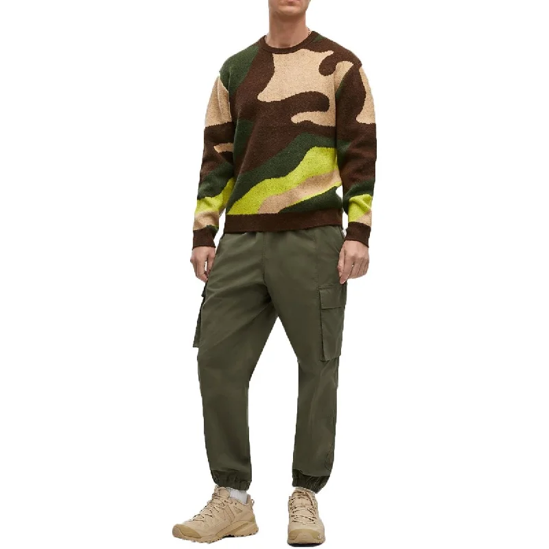 Cozy Layers Mode of One Mens Camouflage Knit Crewneck Sweater