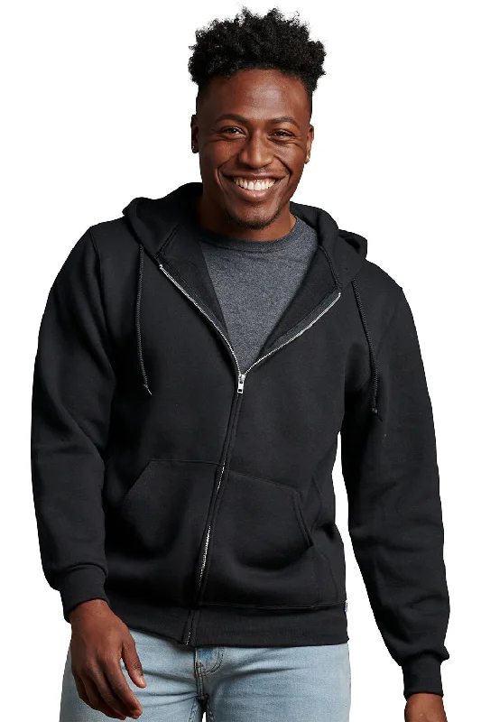 Modern Simplicity Russell Athletic Mens Dri Power Moisture Wicking Full Zip Hooded Sweatshirt Hoodie w/ Pockets - Black