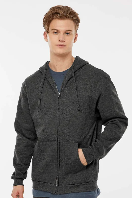 Sophisticated Minimalism Tultex Mens Full Zip Hooded Sweatshirt Hoodie w/ Pockets - Heather Graphite Grey