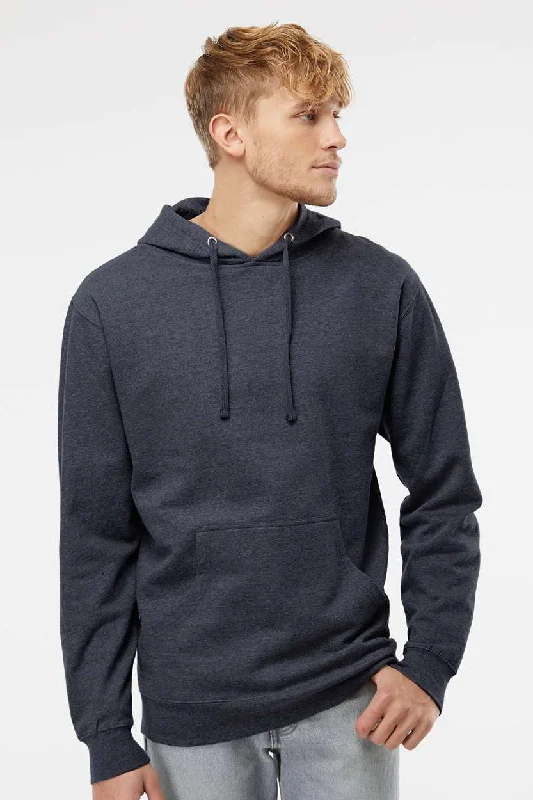 Layered Utility Independent Trading Company Mens Hooded Sweatshirt Hoodie w/ Pouch Pocket - Heather Classic Navy Blue