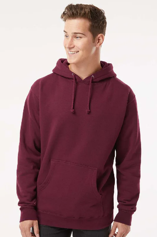 Minimalist Tailoring Independent Trading Company Mens Hooded Sweatshirt Hoodie w/ Pouch Pocket - Maroon