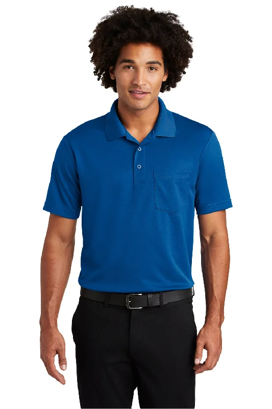 Timeless Casual Sport-Tek Mens RacerMesh Moisture Wicking Short Sleeve Polo Shirt w/ Pocket - True Royal Blue