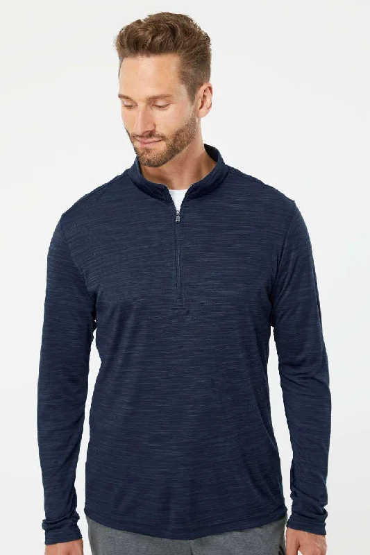 Chic Tailoring Adidas Mens Moisture Wicking 1/4 Zip Sweatshirt - Collegiate Navy Blue Melange