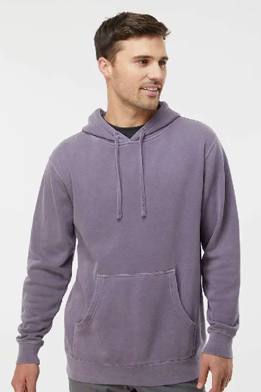 Classic Statement Independent Trading Company Mens Pigment Dyed Hooded Sweatshirt Hoodie w/ Pouch Pocket - Plum Purple