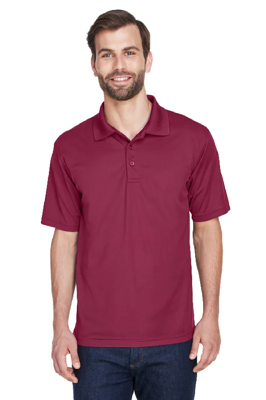 Modern Fit UltraClub Mens Cool & Dry Moisture Wicking Short Sleeve Polo Shirt - Maroon