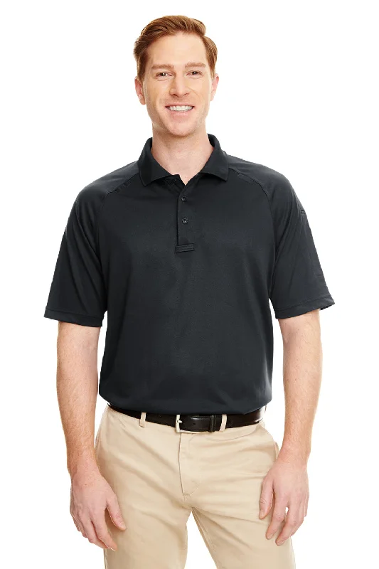 Playful Casual Harriton Mens Advantage Tactical Moisture Wicking Short Sleeve Polo Shirt - Black