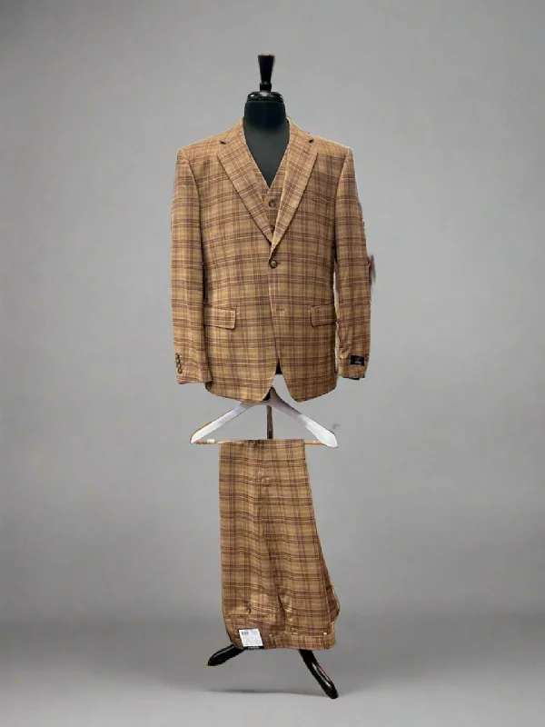 Elevated Tailoring Vitali M1213 3 Pieces Vested  Suit Rust