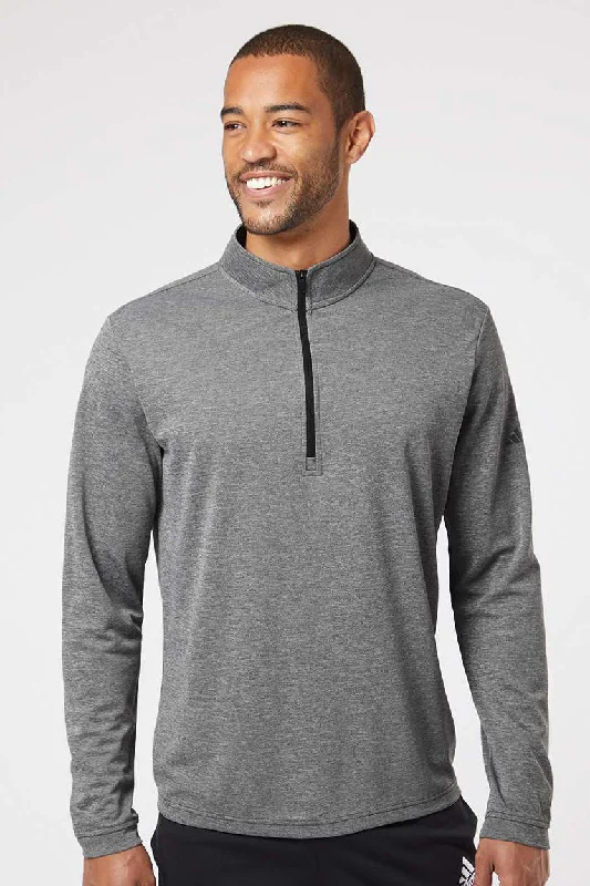 Classic Utility Adidas Mens UPF 50+ 1/4 Zip Sweatshirt - Heather Black