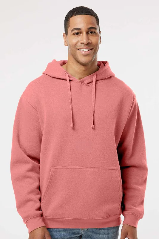 Classic Utility LAT Mens Elevated Fleece Basic Hooded Sweatshirt Hoodie w/ Pouch Pocket - Mauvelous Pink