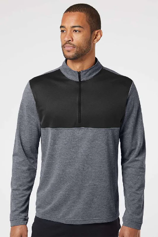 Casual Essentials Adidas Mens UPF 50+ 1/4 Zip Sweatshirt - Heather Black/Carbon Grey