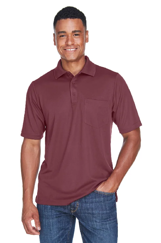 Edgy Streetwear Core 365 Mens Origin Performance Moisture Wicking Short Sleeve Polo Shirt w/ Pocket - Burgundy