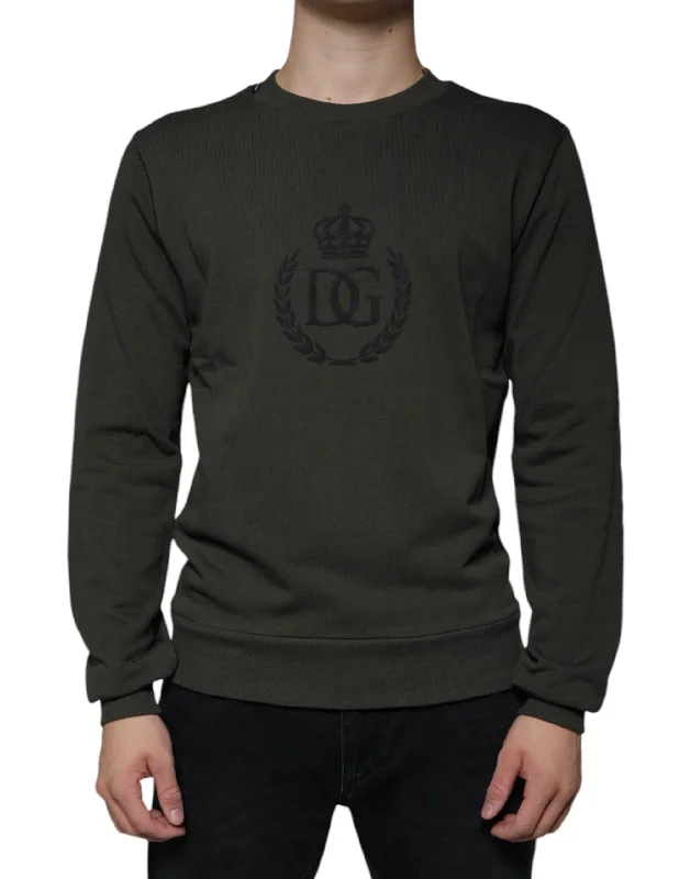 Modern Sporty Dolce & Gabbana  DG Crown Crew Neck Pullover Men's Sweater