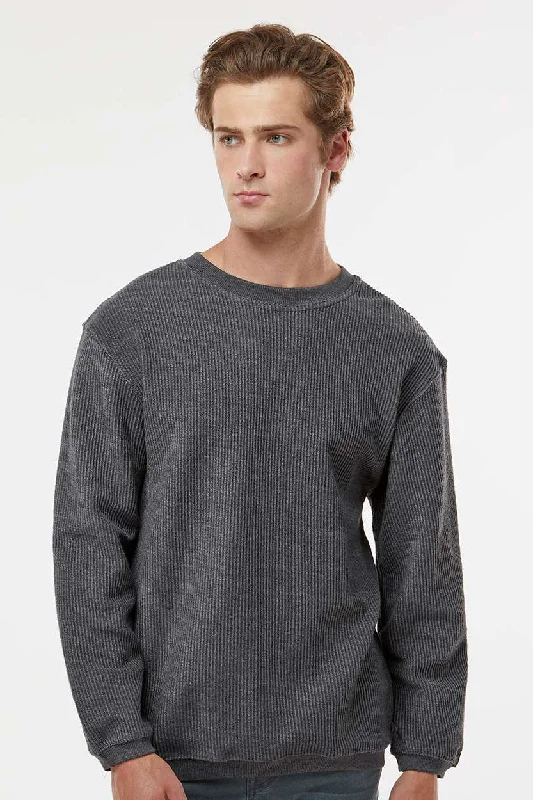 Fashion Statement MV Sport Mens Corded Crewneck Sweatshirt - Charcoal Grey