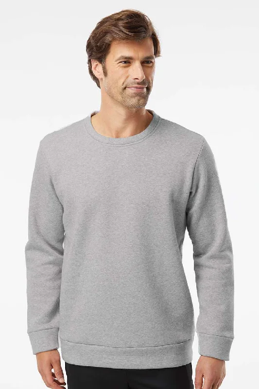 Elegant Monochrome Adidas Mens Fleece Crewneck Sweatshirt - Heather Grey