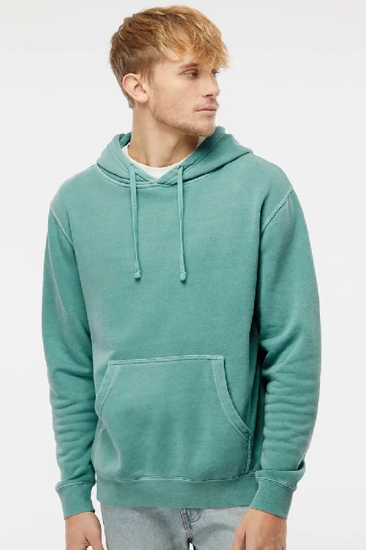 Sleek Layers Independent Trading Company Mens Pigment Dyed Hooded Sweatshirt Hoodie w/ Pouch Pocket - Mint Green