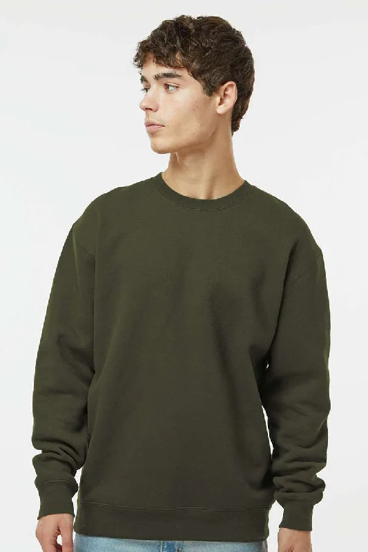 Preppy Minimalism Independent Trading Company Mens Crewneck Sweatshirt - Army Green